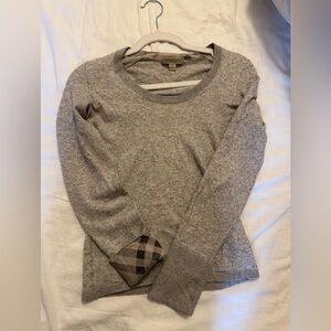 Burberry Heather Gray Sweater with Plaid Accents